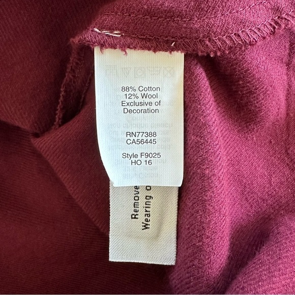 Madewell Wool Cotton Blend Maroon Boheme Embroidered Popover Top Extra Small - Picture 7 of 7
